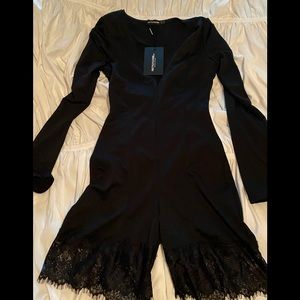 PrettyLittleThing black polyester unitard
